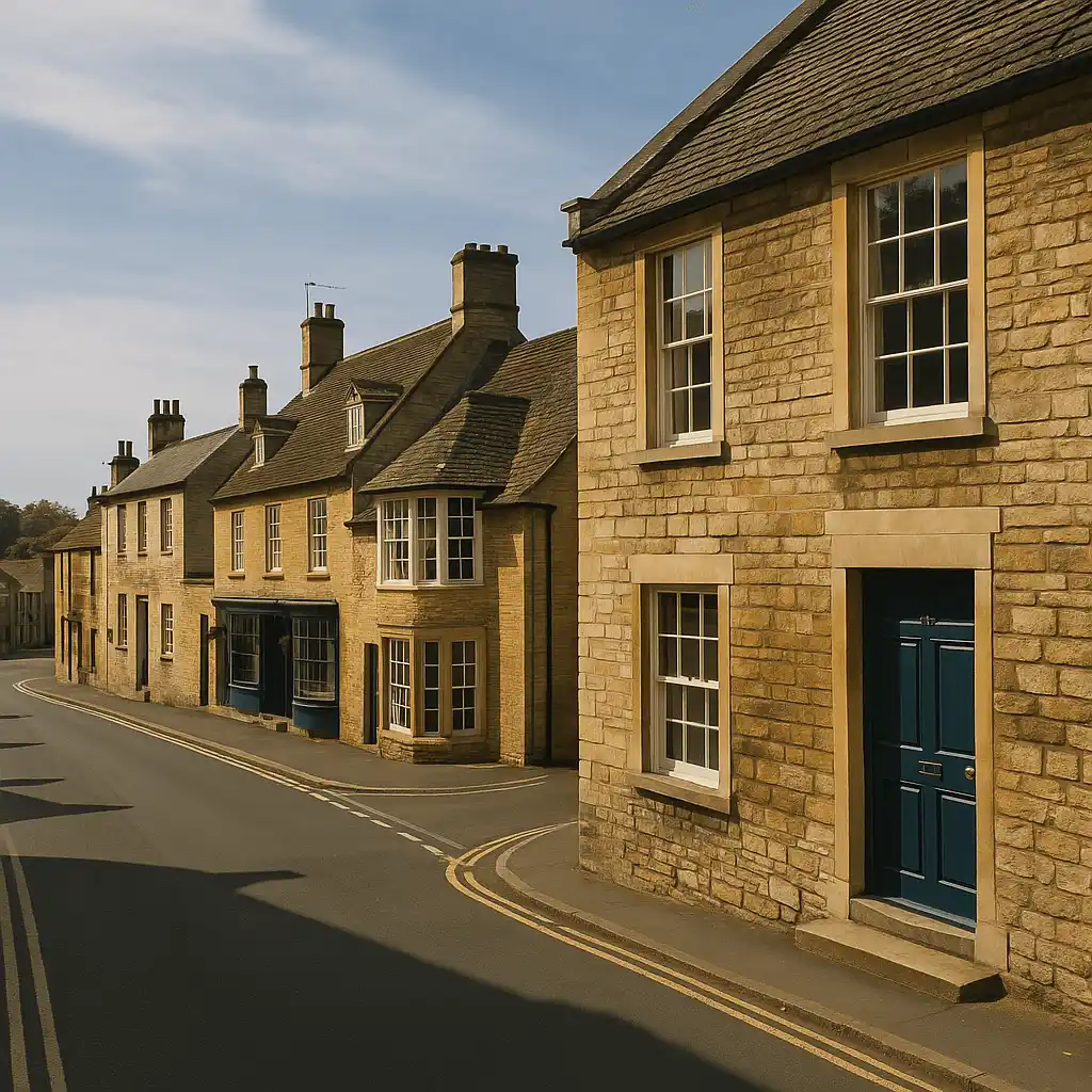 Stone-built period homes on a quiet street in Peterborough city centre