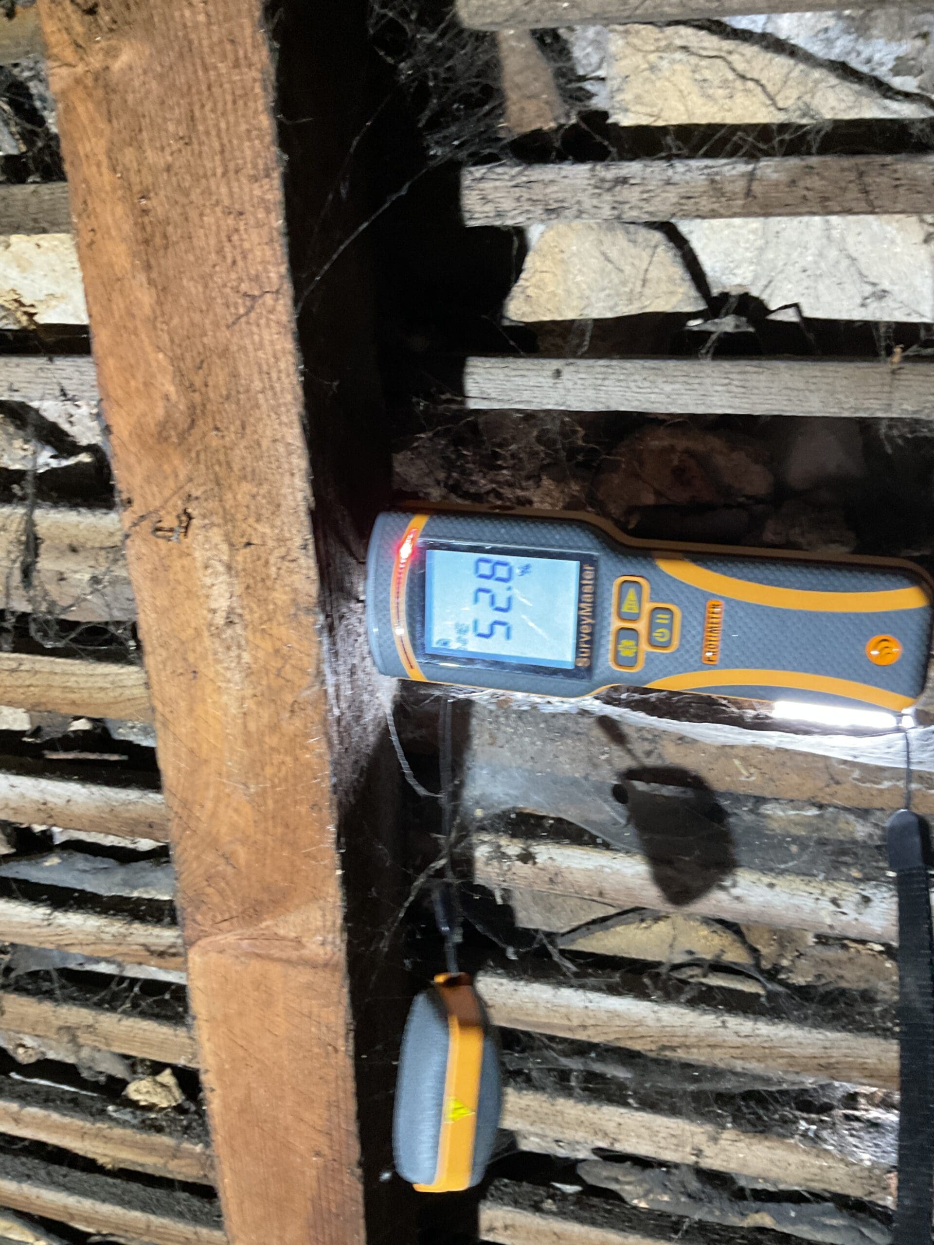 Close-up of a property exterior taken during a building survey